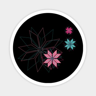 Blooming flowerdesign made of bright geometrical elements in pink and mint Magnet